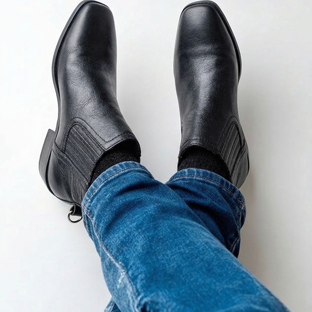 Lucky Brand Sleek Black Leather Booties